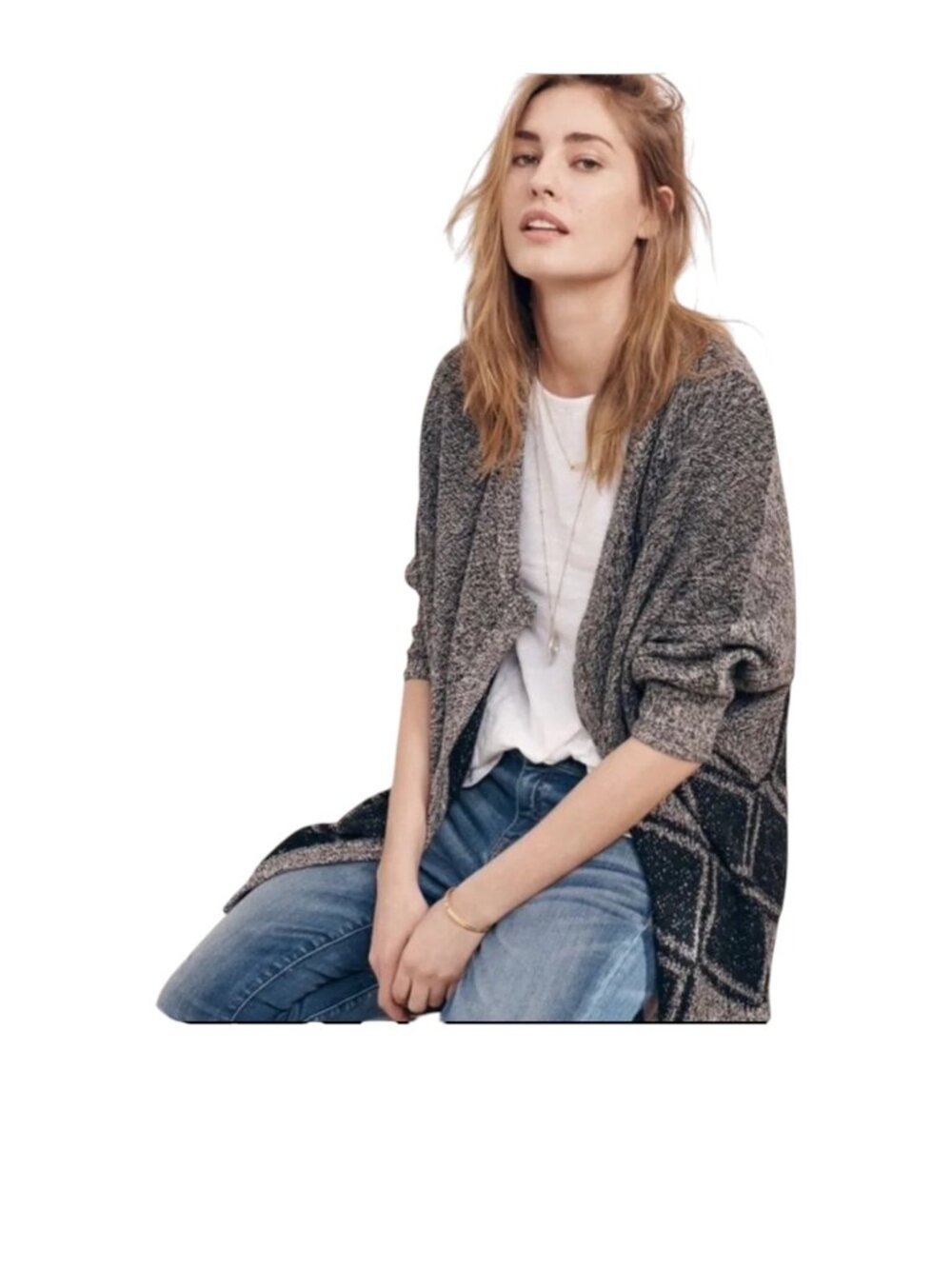 MADEWELL All Angles Diamond Waterfall Cardigan Sweater - Size Medium/Large